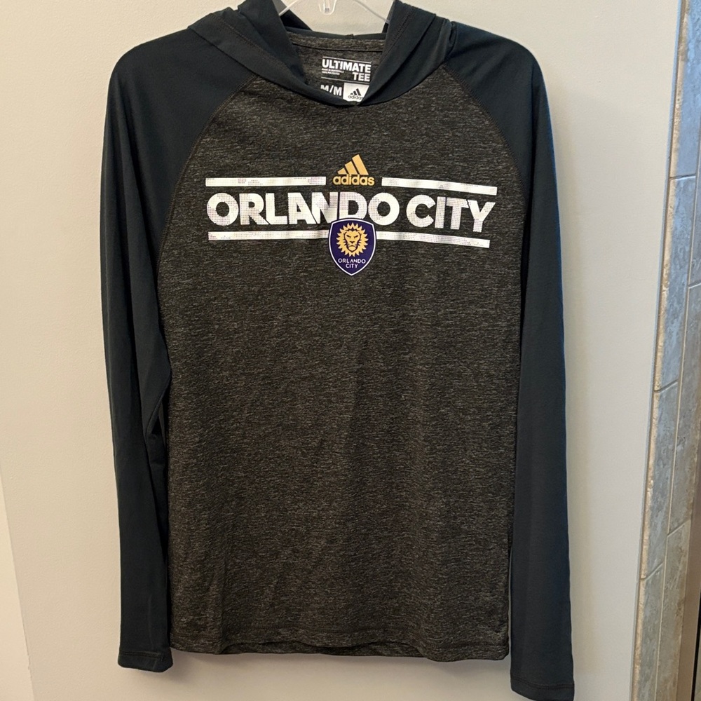 Women’s Medium Adidas Orlando City Black and Gray Lightweight Hoodie
